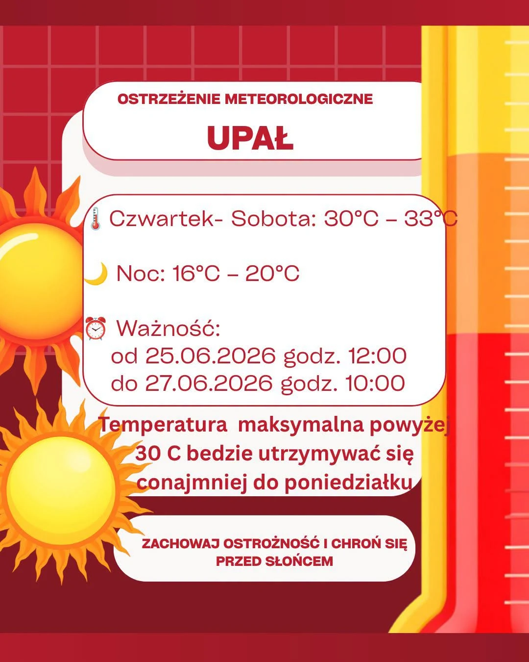 Upał 2. stopnia: temperatura do 33°C co najmniej do poniedziałku