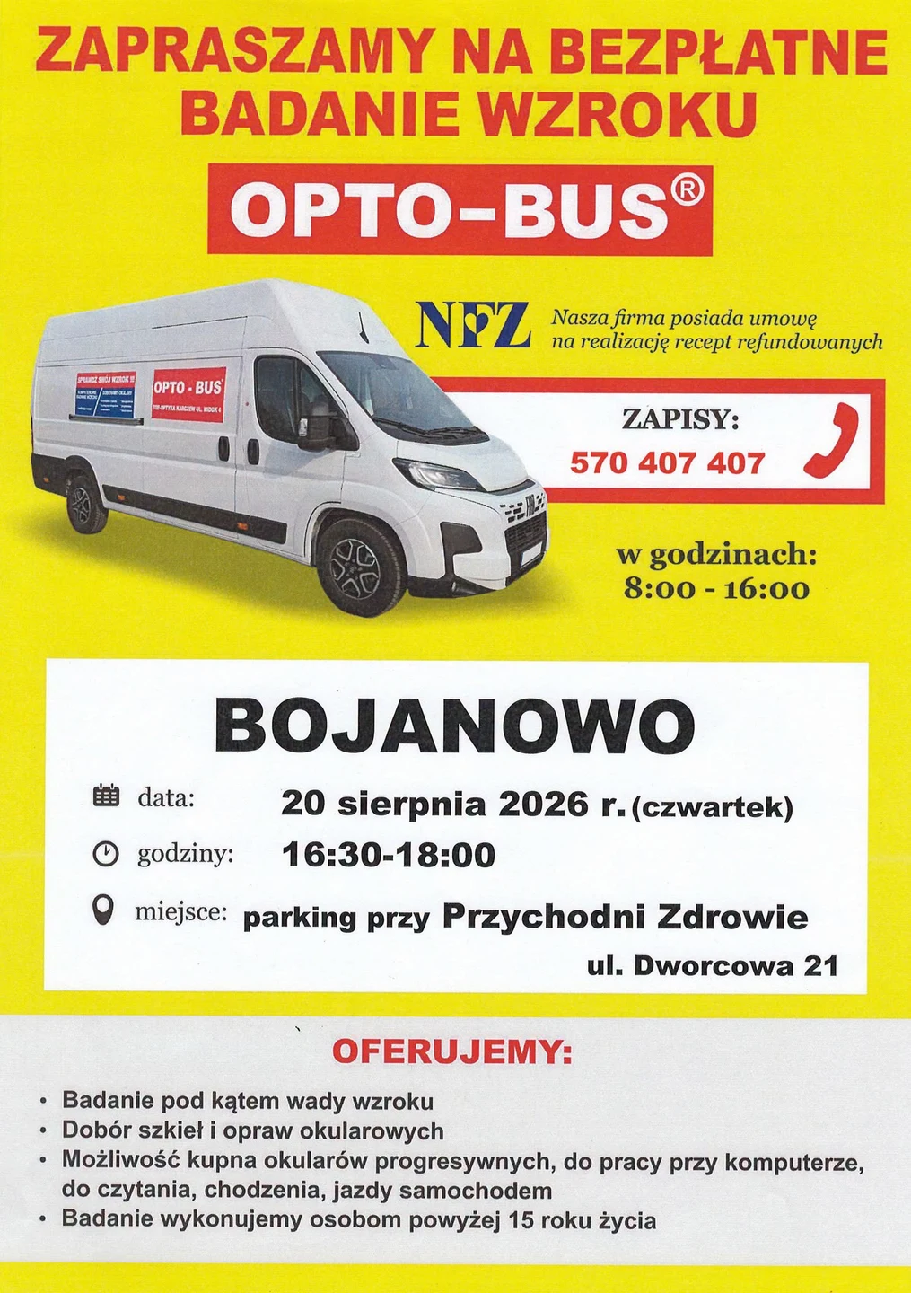 Bezpłatne badanie wzroku dla mieszkańców Gminy Bojanowo
