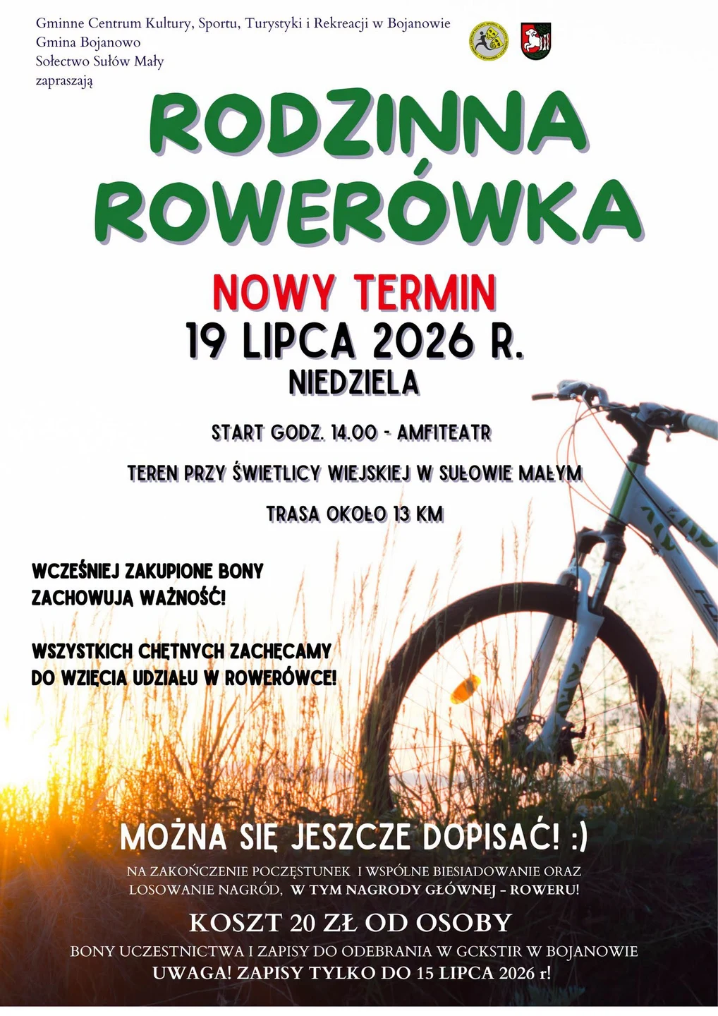 Rajd rowerowy do Sułowa Małego – dziś ostatni dzień zapisów!